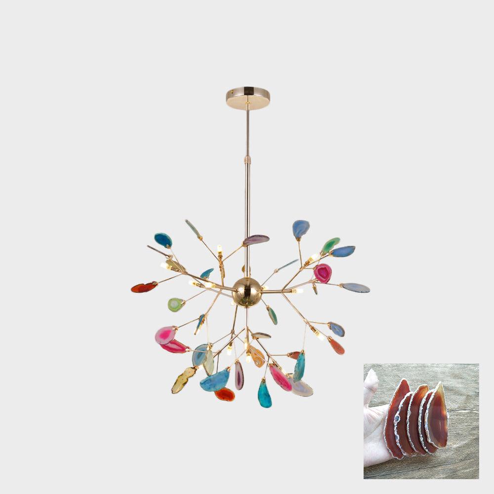Lustra Chandelier Feuille Colorée Bras Dorés - Neutralighting