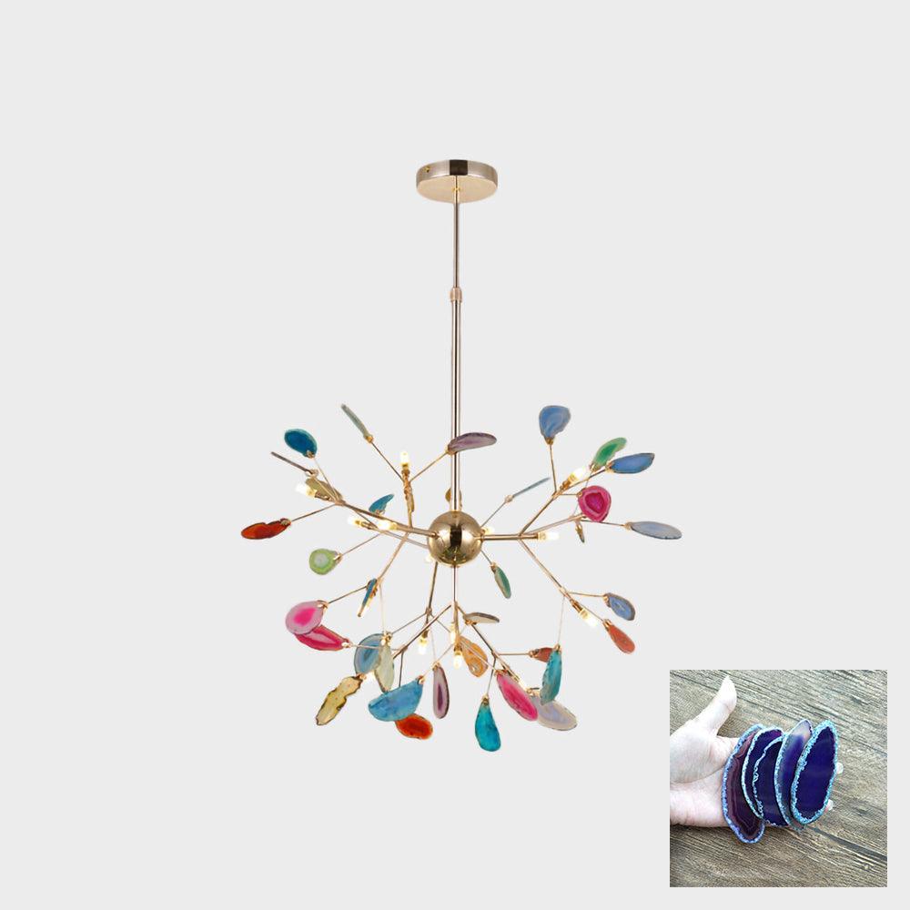 Lustra Chandelier Feuille Colorée Bras Dorés - Neutralighting