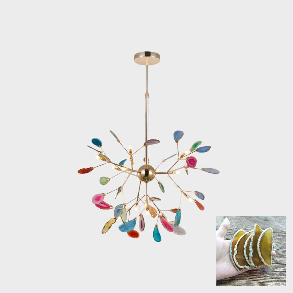 Lustra Chandelier Feuille Colorée Bras Dorés - Neutralighting