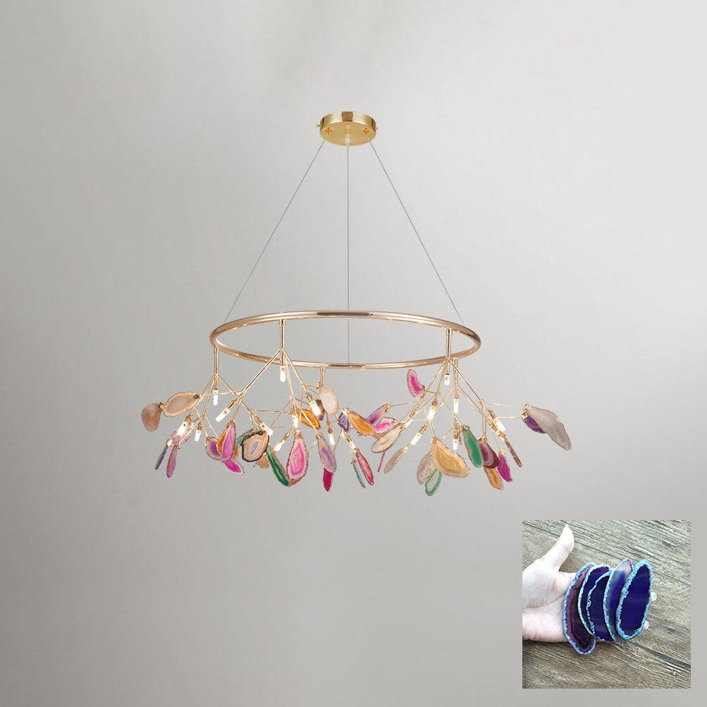 Lustra Chandelier Feuille Colorée Bras Dorés - Neutralighting