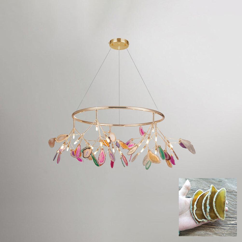 Lustra Chandelier Feuille Colorée Bras Dorés - Neutralighting