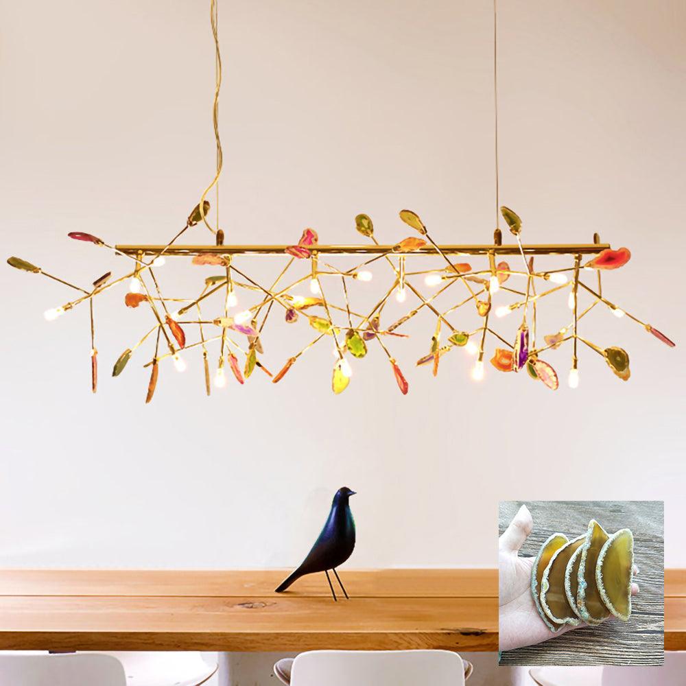 Lustra Chandelier Feuille Colorée Bras Dorés - Neutralighting