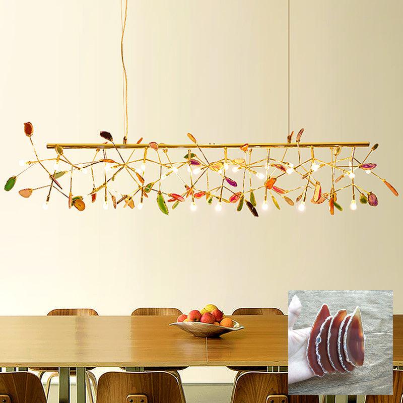 Lustra Chandelier Feuille Colorée Bras Dorés - Neutralighting
