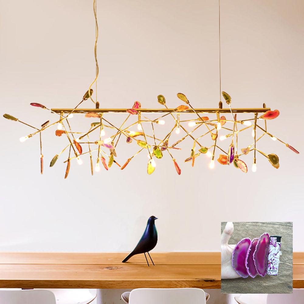 Lustra Chandelier Feuille Colorée Bras Dorés - Neutralighting