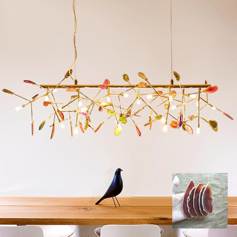 Lustra Chandelier Feuille Colorée Bras Dorés - Neutralighting