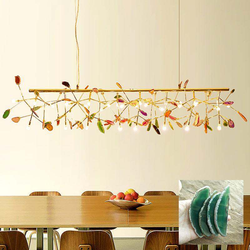 Lustra Chandelier Feuille Colorée Bras Dorés - Neutralighting