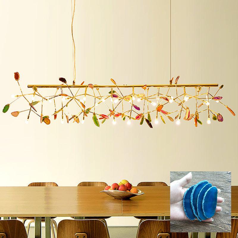 Lustra Chandelier Feuille Colorée Bras Dorés - Neutralighting