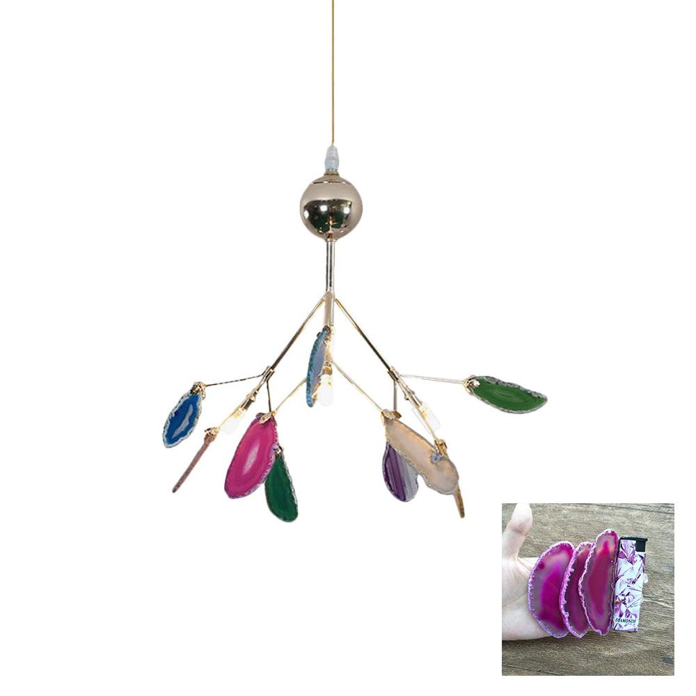 Lustra Chandelier Feuille Colorée Bras Dorés - Neutralighting