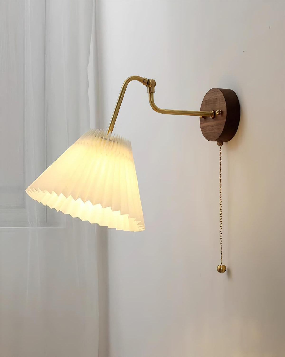 Echo Applique Murale Vintage Laiton Noyer Tissu - Neutralighting