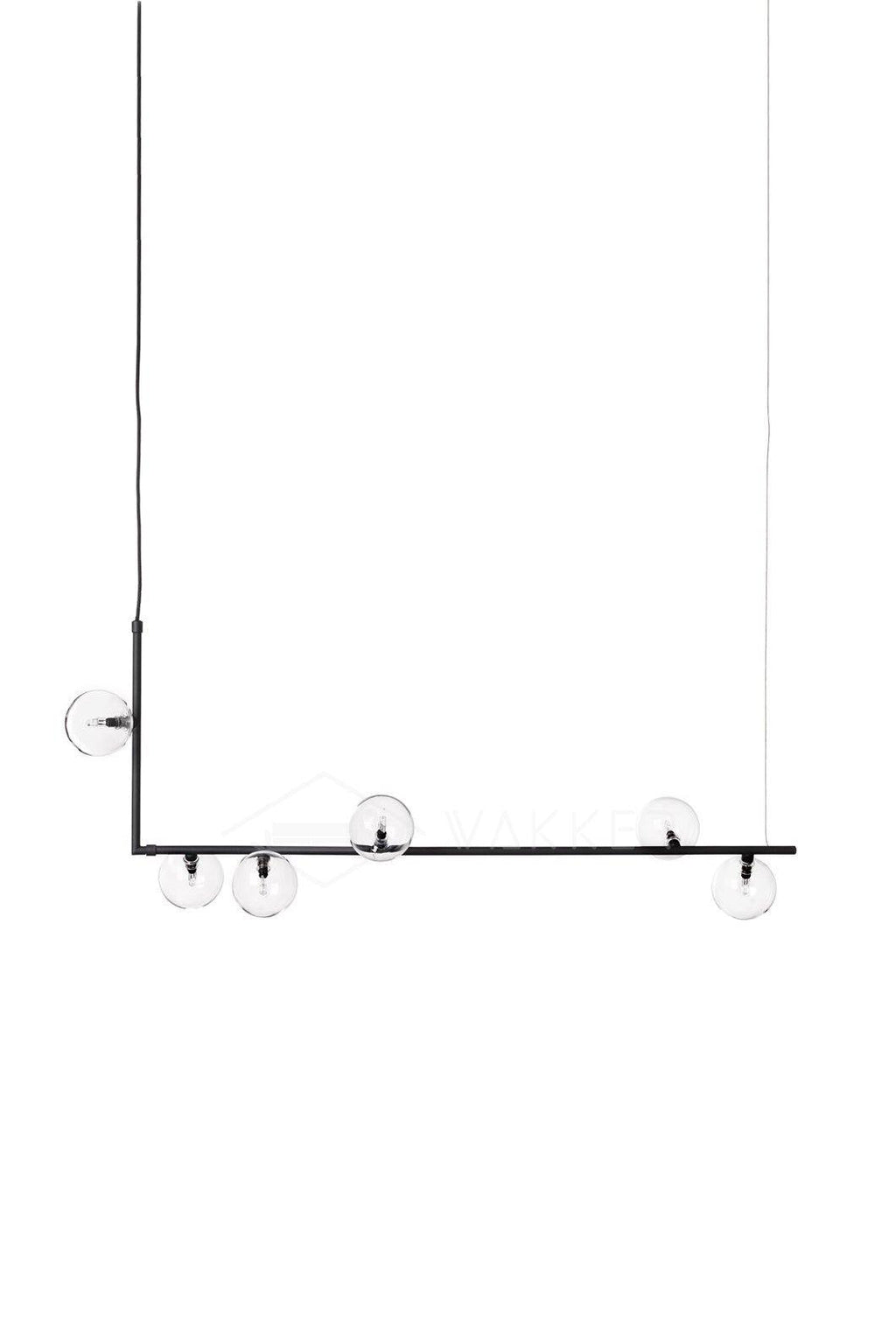 Lustra Chandelier en Verre avec Structure en Acier Noir Linéaire - Neutralighting