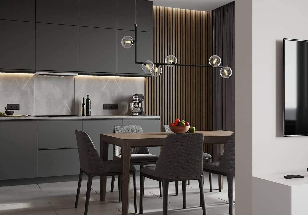 Lustra Chandelier en Verre avec Structure en Acier Noir Linéaire - Neutralighting