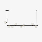 Lustra Chandelier en Verre avec Structure en Acier Noir Linéaire - Neutralighting