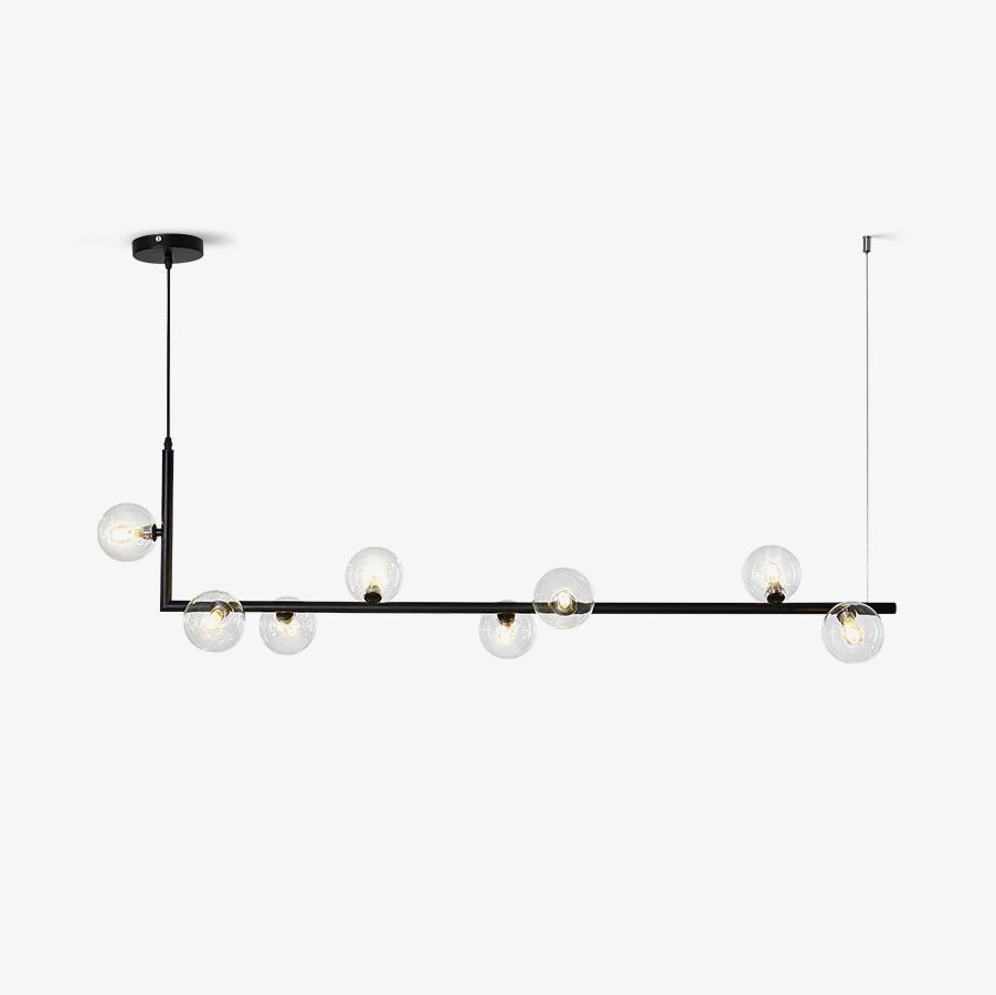 Lustra Chandelier en Verre avec Structure en Acier Noir Linéaire - Neutralighting