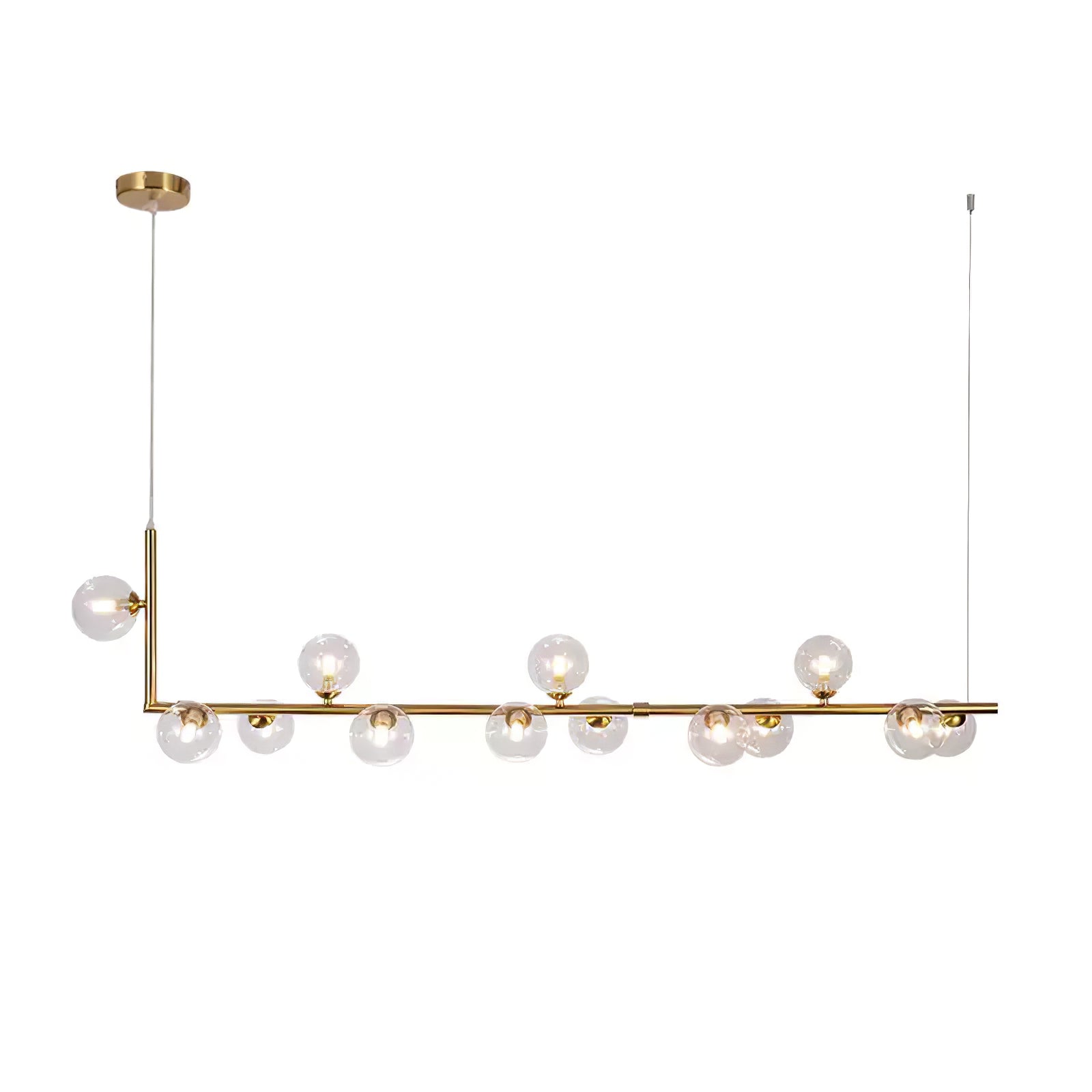 Lustra Chandelier en Verre avec Structure en Acier Noir Linéaire - Neutralighting