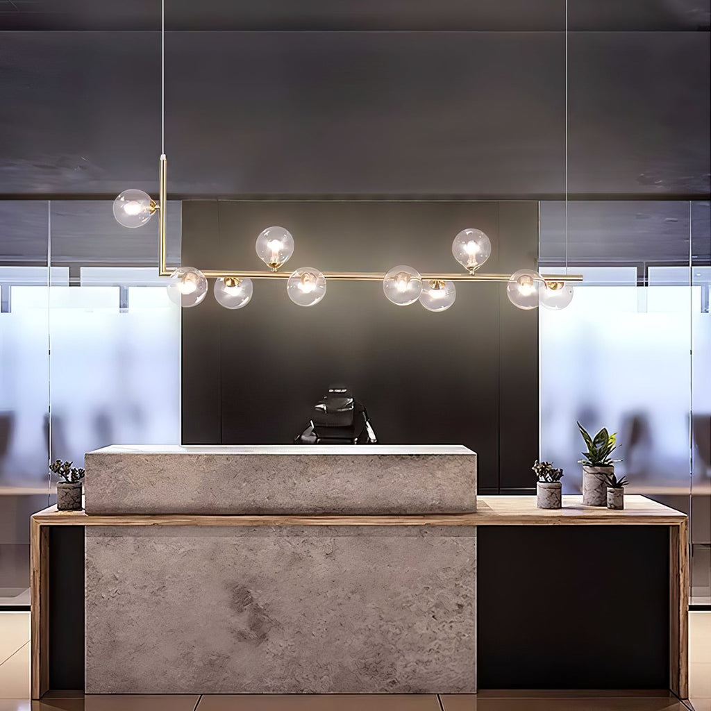 Lustra Chandelier en Verre avec Structure en Acier Noir Linéaire - Neutralighting