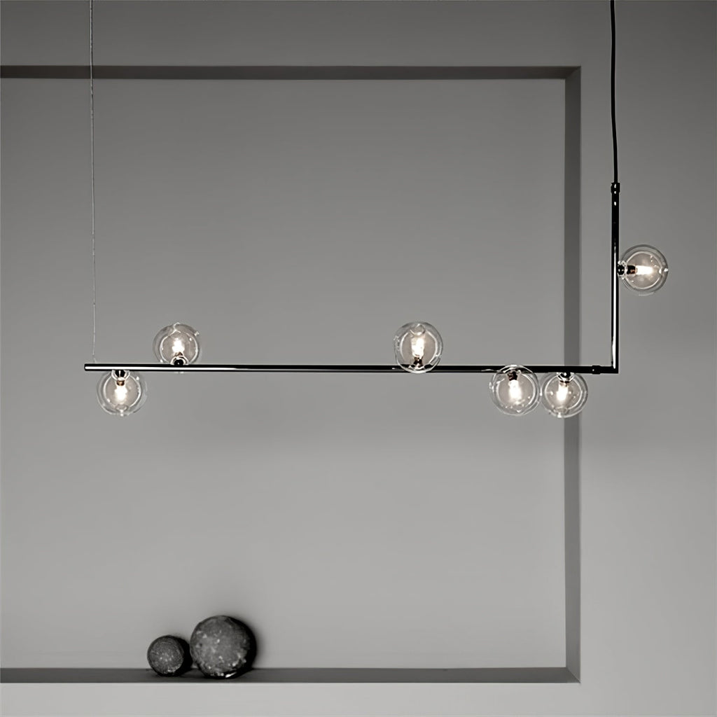 Lustra Chandelier en Verre avec Structure en Acier Noir Linéaire - Neutralighting