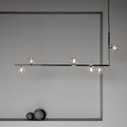 Lustra Chandelier en Verre avec Structure en Acier Noir Linéaire - Neutralighting