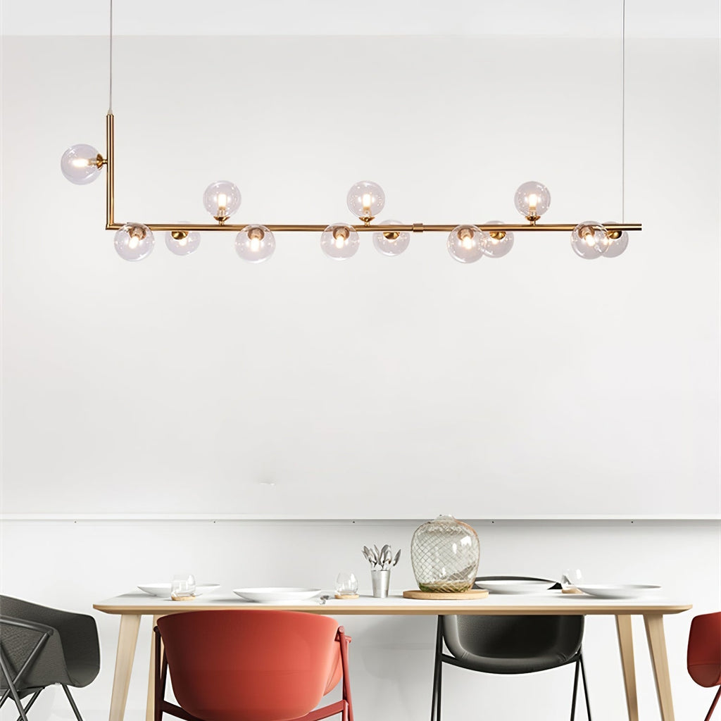 Lustra Chandelier en Verre avec Structure en Acier Noir Linéaire - Neutralighting