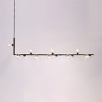 Lustra Chandelier en Verre avec Structure en Acier Noir Linéaire - Neutralighting