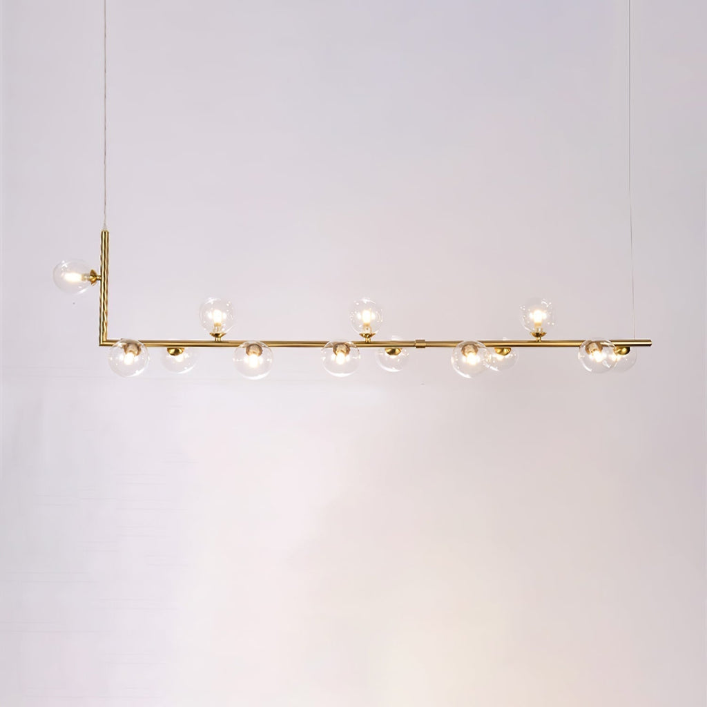 Lustra Chandelier en Verre avec Structure en Acier Noir Linéaire - Neutralighting