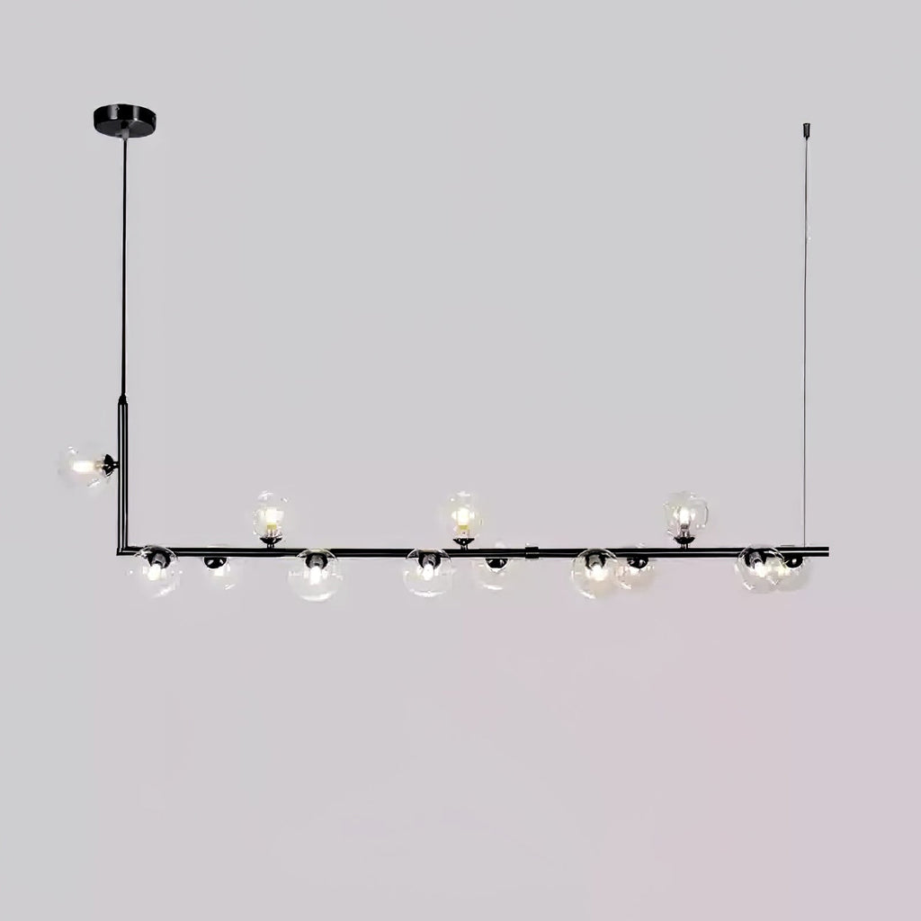 Lustra Chandelier en Verre avec Structure en Acier Noir Linéaire - Neutralighting