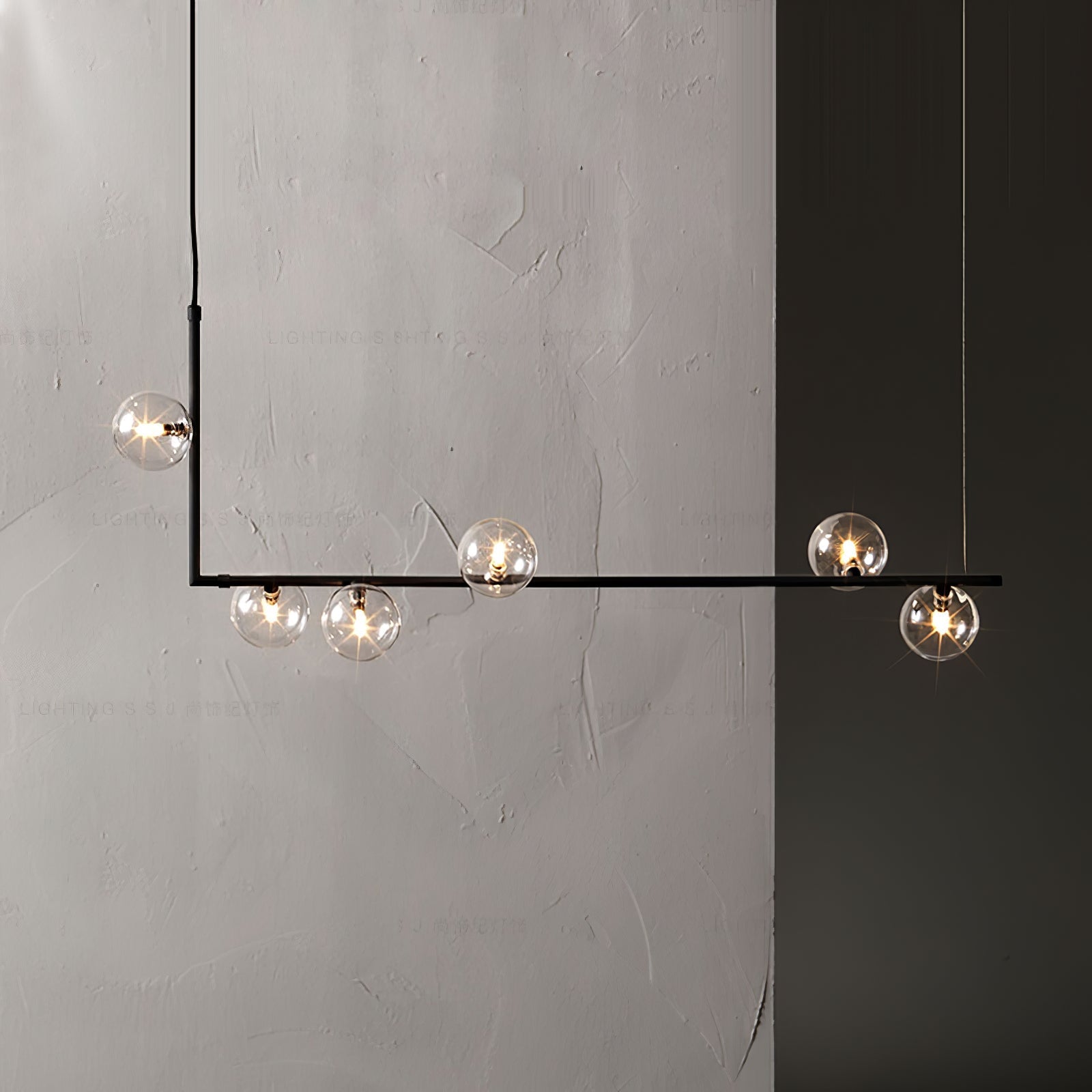 Lustra Chandelier en Verre avec Structure en Acier Noir Linéaire - Neutralighting