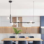 Lustra Chandelier en Verre avec Structure en Acier Noir Linéaire - Neutralighting