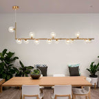 Lustra Chandelier en Verre avec Structure en Acier Noir Linéaire - Neutralighting