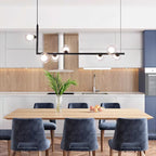 Lustra Chandelier en Verre avec Structure en Acier Noir Linéaire - Neutralighting