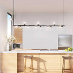 Lustra Chandelier en Verre avec Structure en Acier Noir Linéaire - Neutralighting