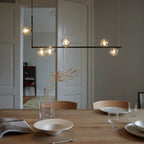 Lustra Chandelier en Verre avec Structure en Acier Noir Linéaire - Neutralighting
