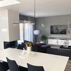 Lustra Chandelier en Verre avec Structure en Acier Noir Linéaire - Neutralighting