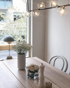 Lustra Chandelier en Verre avec Structure en Acier Noir Linéaire - Neutralighting