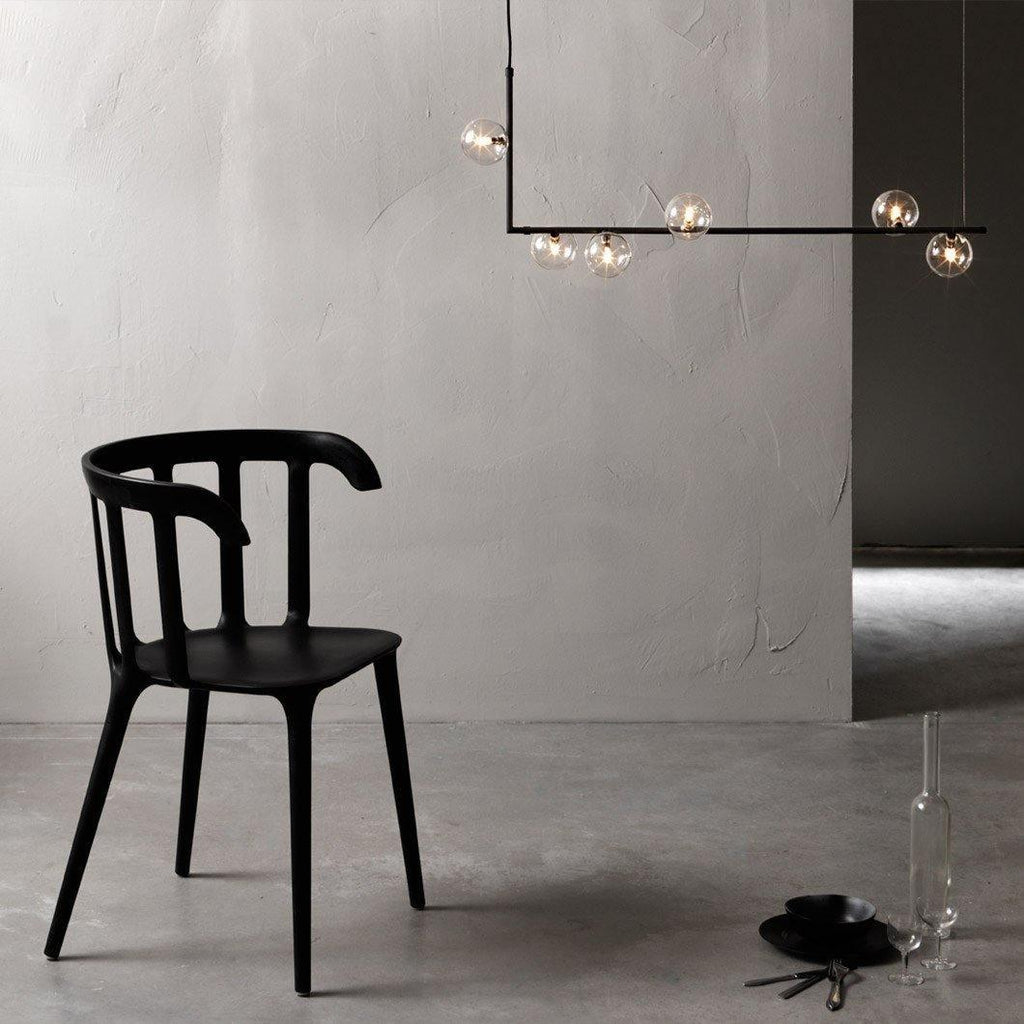 Lustra Chandelier en Verre avec Structure en Acier Noir Linéaire - Neutralighting