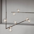 Lustra Chandelier en Verre avec Structure en Acier Noir Linéaire - Neutralighting
