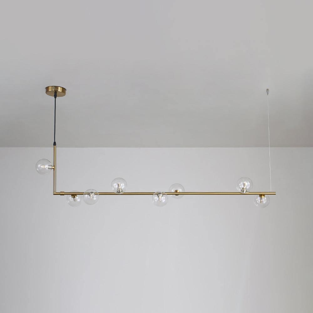 Lustra Chandelier en Verre avec Structure en Acier Noir Linéaire - Neutralighting