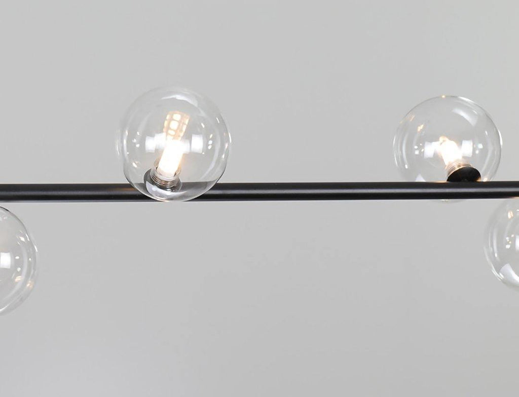 Lustra Chandelier en Verre avec Structure en Acier Noir Linéaire - Neutralighting