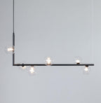 Lustra Chandelier en Verre avec Structure en Acier Noir Linéaire - Neutralighting