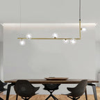 Lustra Chandelier en Verre avec Structure en Acier Noir Linéaire - Neutralighting
