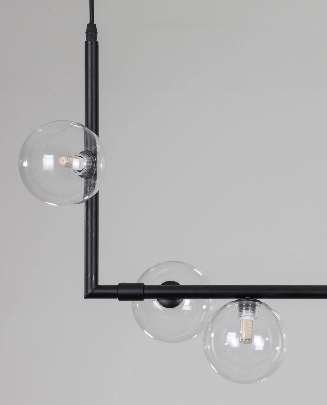 Lustra Chandelier en Verre avec Structure en Acier Noir Linéaire - Neutralighting