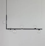 Lustra Chandelier en Verre avec Structure en Acier Noir Linéaire - Neutralighting