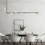 Lustra Chandelier en Verre avec Structure en Acier Noir Linéaire - Neutralighting