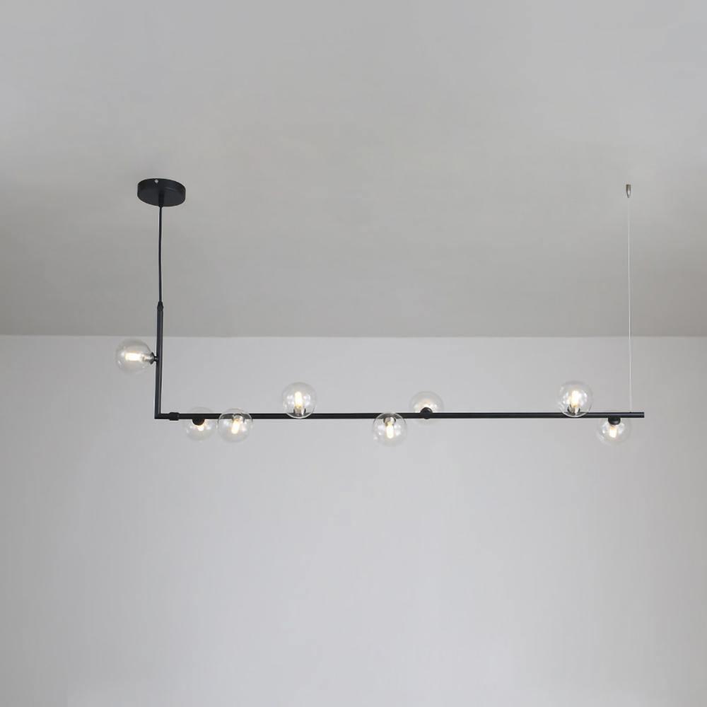 Lustra Chandelier en Verre avec Structure en Acier Noir Linéaire - Neutralighting