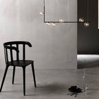 Lustra Chandelier en Verre avec Structure en Acier Noir Linéaire - Neutralighting