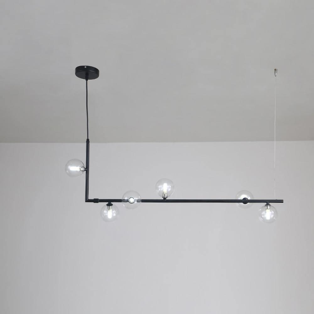 Lustra Chandelier en Verre avec Structure en Acier Noir Linéaire - Neutralighting
