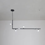Lustra Chandelier en Verre avec Structure en Acier Noir Linéaire - Neutralighting