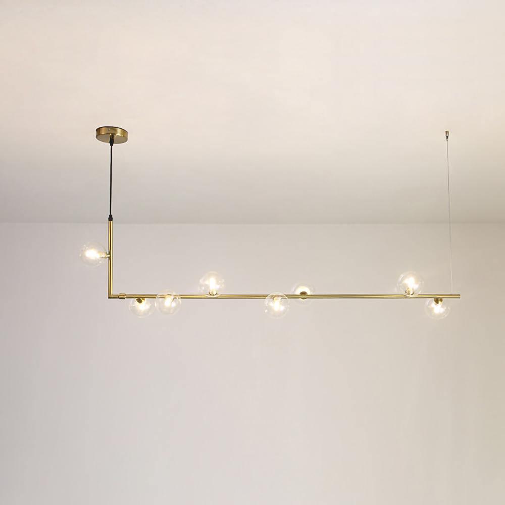 Lustra Chandelier en Verre avec Structure en Acier Noir Linéaire - Neutralighting