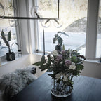 Lustra Chandelier en Verre avec Structure en Acier Noir Linéaire - Neutralighting