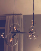 Lustra Chandelier en Verre avec Structure en Acier Noir Linéaire - Neutralighting