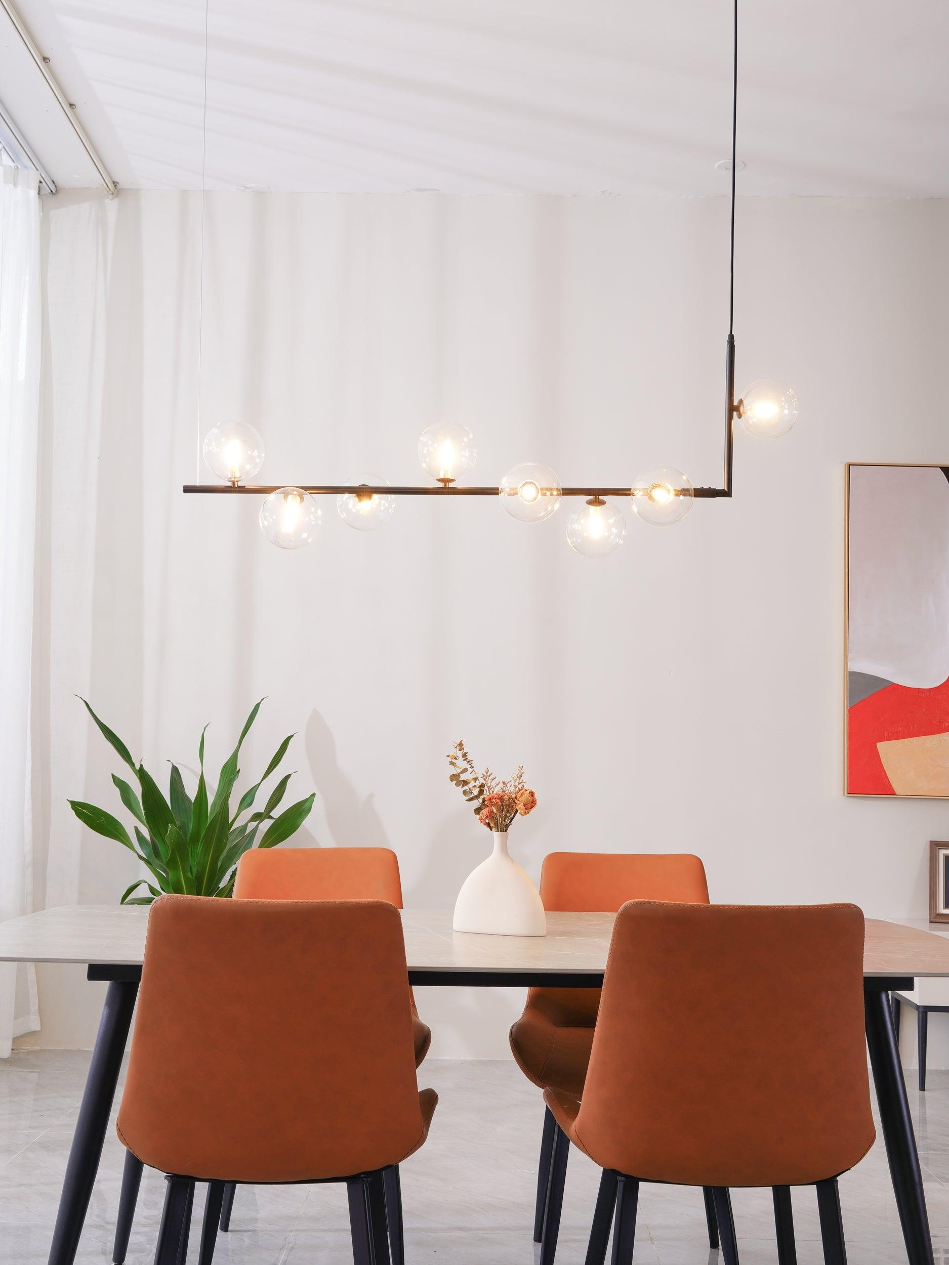 Lustra Chandelier en Verre avec Structure en Acier Noir Linéaire - Neutralighting